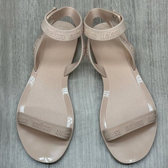 Melissa Sandals Womens Sz 5 M Lover Strappy Flats Vegan Synthetic Beige - Picture 6 of 12